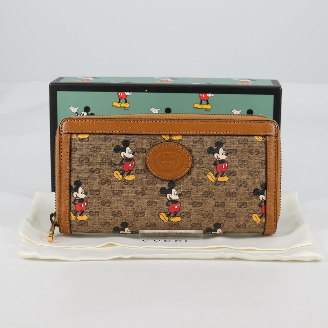 GUCCI X DISNEY GG Supreme Monogram Mickey Mouse Zip Around Wallet