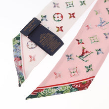Load image into Gallery viewer, Louis Vuitton Silk Garden Monogram BB Bandeau Twilly Scarf Pink
