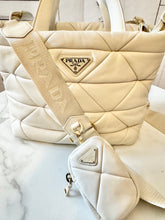 Load image into Gallery viewer, PRELOVED Prada Nappa Patch Bianco Quilted 2-way Tote
