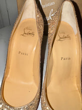Load image into Gallery viewer, Christian Louboutin Pigalle Follie 100 Champagne Glitter Size 7.5
