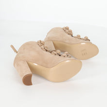Load image into Gallery viewer, Chanel Suede Camelia Open Toe Booties Size 38
