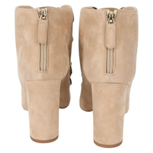 Load image into Gallery viewer, Chanel Suede Camelia Open Toe Booties Size 38
