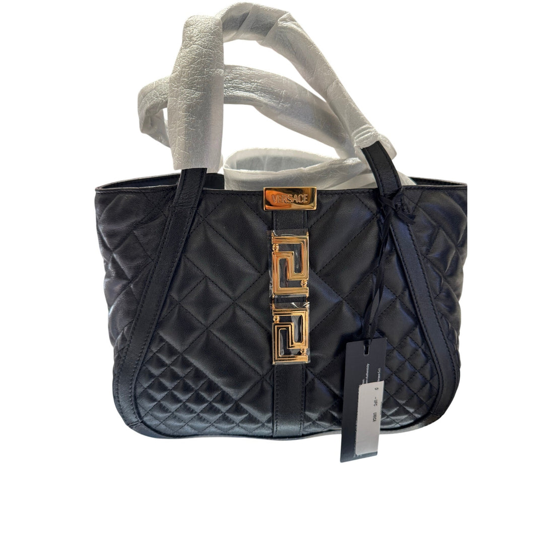 BRAND NEW VERSACE Quilted Nappa Greca Tote Small
