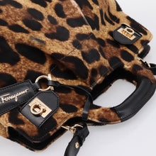 Load image into Gallery viewer, Salvatore Ferragamo Calf Hair Leopard Print Top Handle Bag
