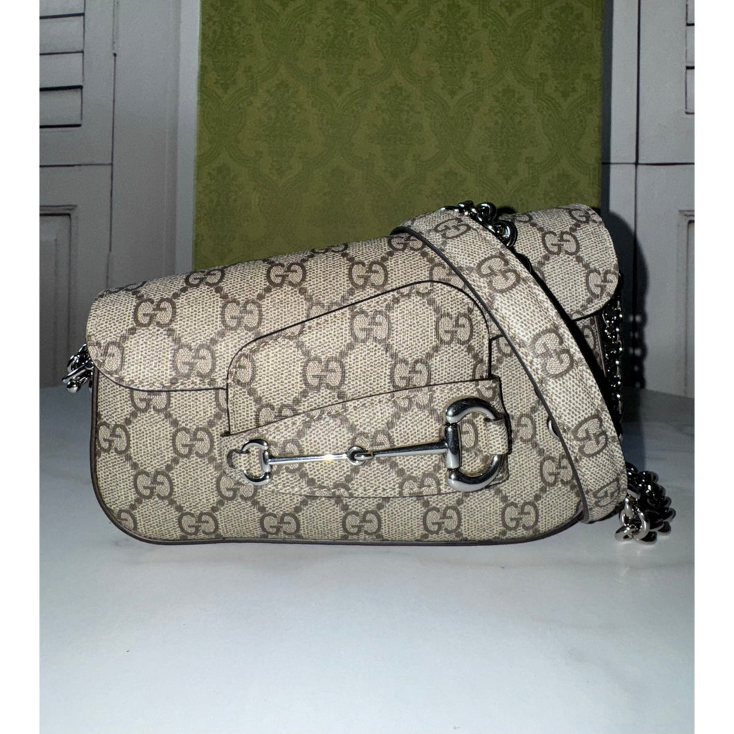 BRAND NEW Gucci GG Supreme Monogram Mini Asymmetric Horsebit 1955