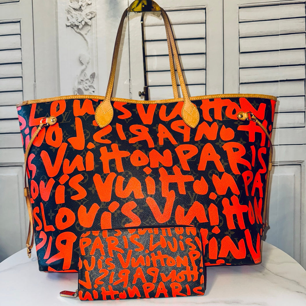 🎁Black Friday Special🎁Louis Vuitton X Stephen Sprouse Orange Graffiti BUNDLE: Neverfull GM and Zippy Wallet