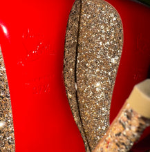Load image into Gallery viewer, Christian Louboutin Pigalle Follie 100 Champagne Glitter Size 7.5
