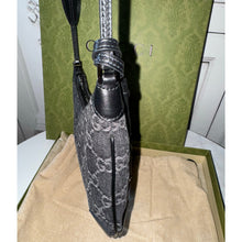 Load image into Gallery viewer, BRAND NEW Gucci Jacquard Black Denim GG Monogram Horsebit Slim Shoulder Bag
