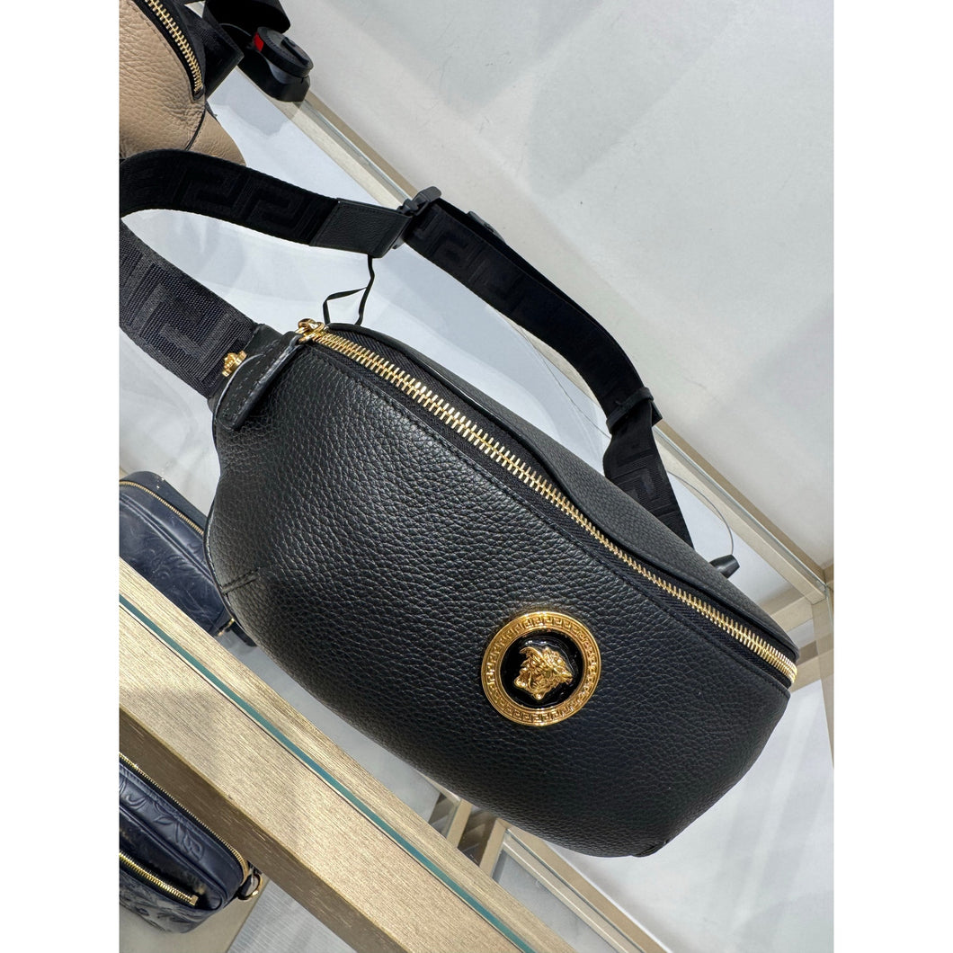 BRAND NEW VERSACE Medusa Calfskin BumBag - Black