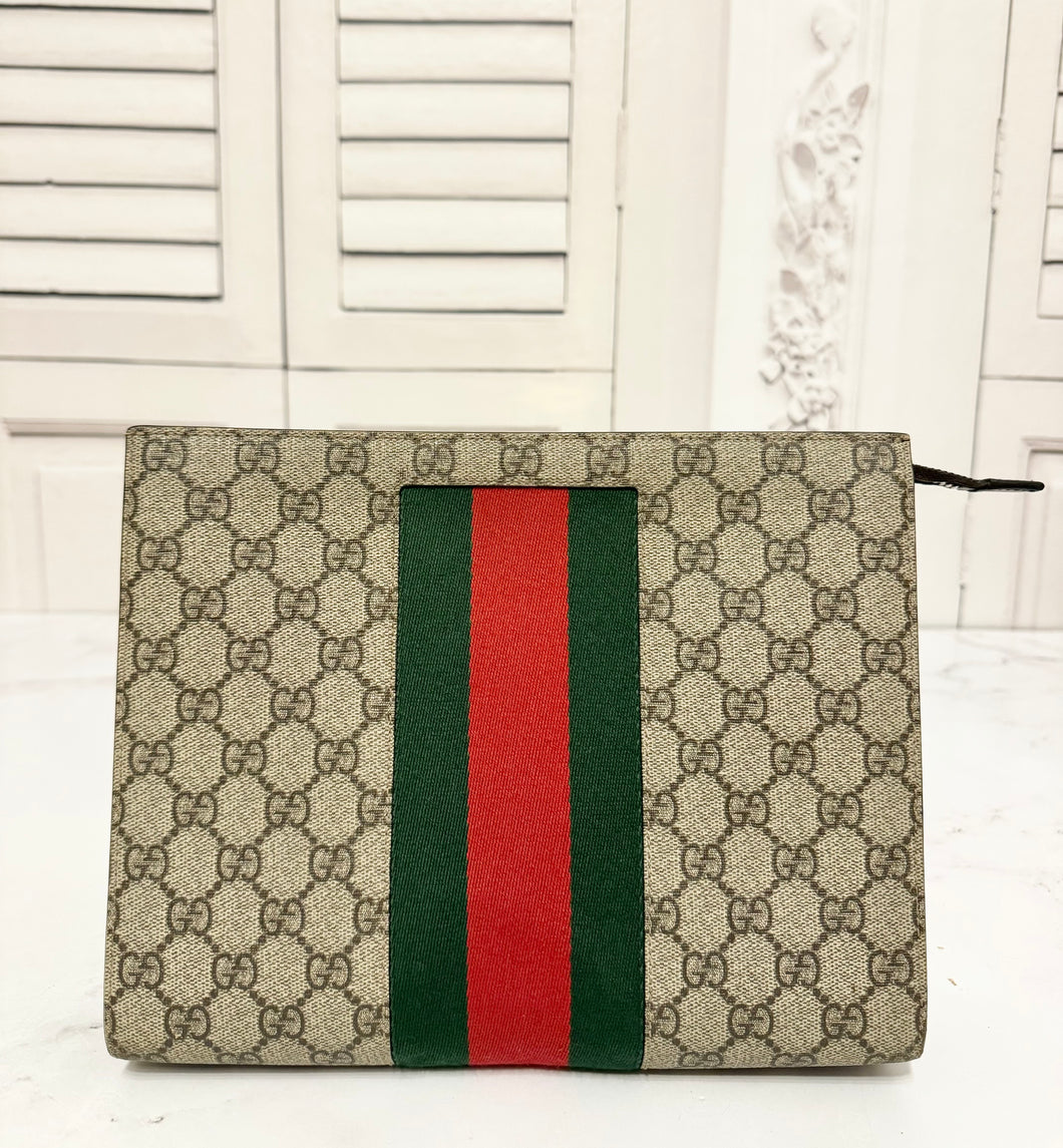 PRELOVED Gucci Supreme Monogram Selleria Cosmetic Case