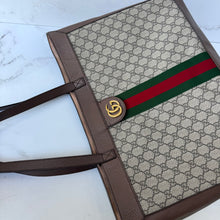 Load image into Gallery viewer, GUCCI GG Supreme Monogram Web Ophidia Tote Brown
