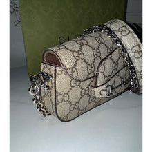 Load image into Gallery viewer, BRAND NEW Gucci GG Supreme Monogram Mini Asymmetric Horsebit 1955
