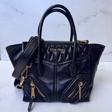 Load image into Gallery viewer, Miu Miu Black Nappa Leather Biker Tote
