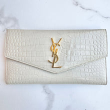 Load image into Gallery viewer, Saint Laurent Calfskin Crocodile Embossed Uptown Clutch

