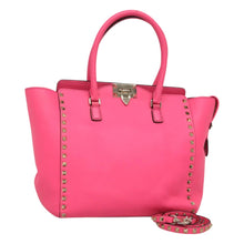 Load image into Gallery viewer, Valentino Garavani Vitello Rockstud Double Handle Tote Pink
