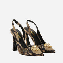 Load image into Gallery viewer, BRAND NEW VERSACE La Medusa Sling Back Heel In 🐍 Embossed Calf Leather
