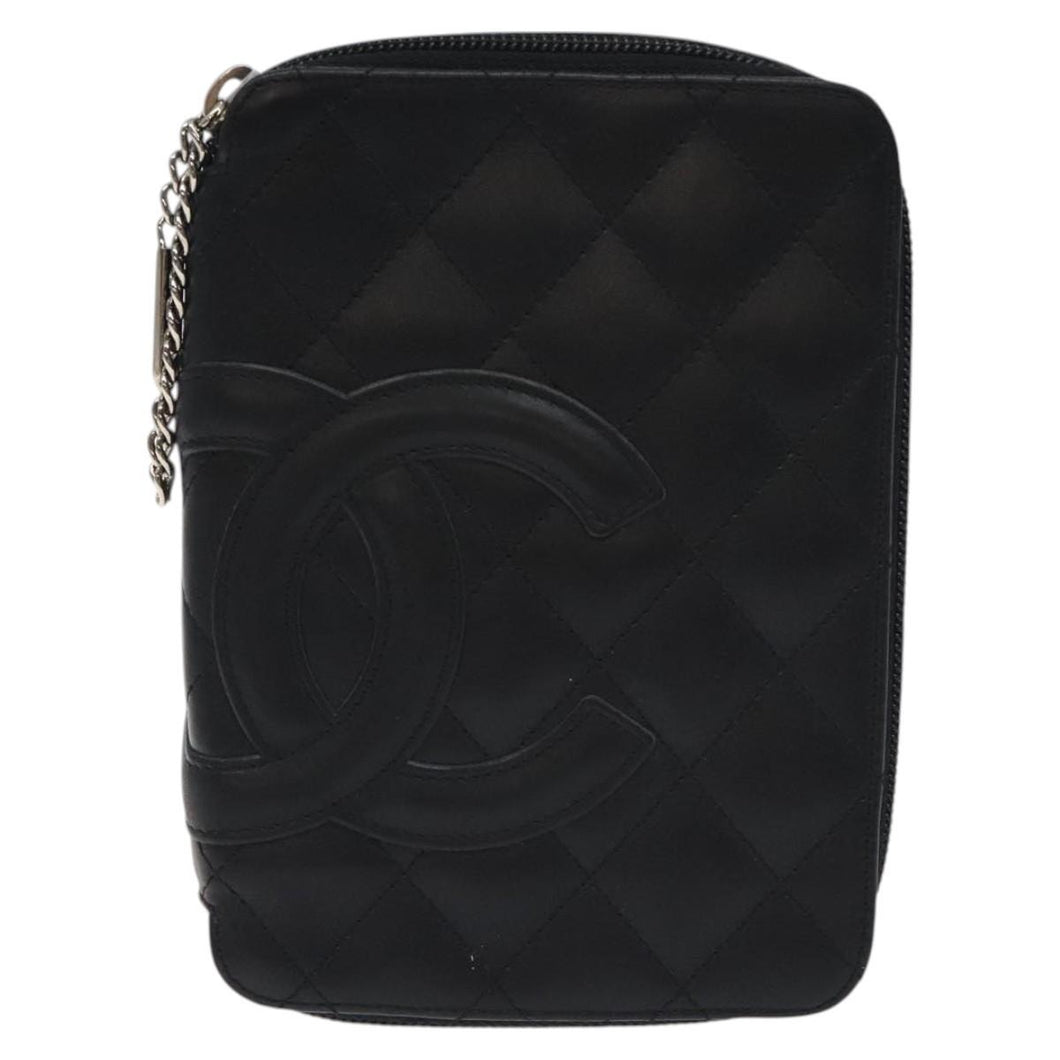 Chanel Calfskin Quilted Cambon Zip Around Cosmetic Pouch