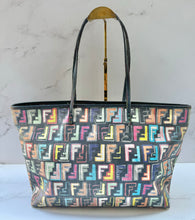 Load image into Gallery viewer, PRELOVED FENDI Zucca Spalmati Roll Tote Black Multicolor
