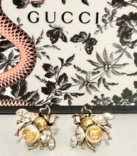 Load image into Gallery viewer, PRELOVED GUCCI Crystal Pearl Bee Earrings
