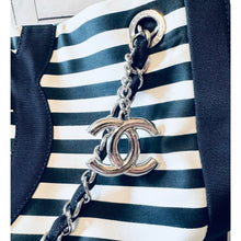 CHANEL Striped Cruise Line Canvas CC Shopping Tote