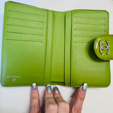 Load image into Gallery viewer, Chanel Lime Patent Medium Wallet
