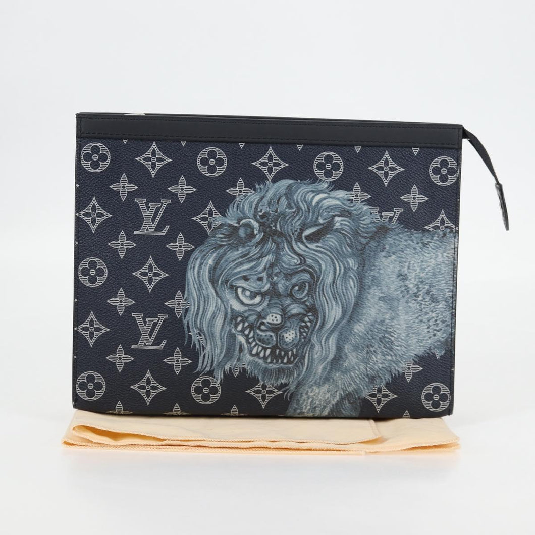Louis Vuitton Savannah Monogram Chapman Lion Pochette Voyage MM