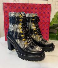 Load image into Gallery viewer, Tweed Bundle:  Tory Burch Miller Lug Sole Boots Size 7 and Kate Spade Tweed Bag
