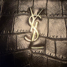 Load image into Gallery viewer, Saint Laurent Croc Embossed Calfskin Monogram Fringe Clutch
