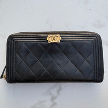 Load image into Gallery viewer, Chanel Quilted Boy Zip Around Wallet Black
