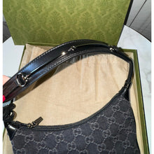 Load image into Gallery viewer, BRAND NEW Gucci Jacquard Black Denim GG Monogram Horsebit Slim Shoulder Bag
