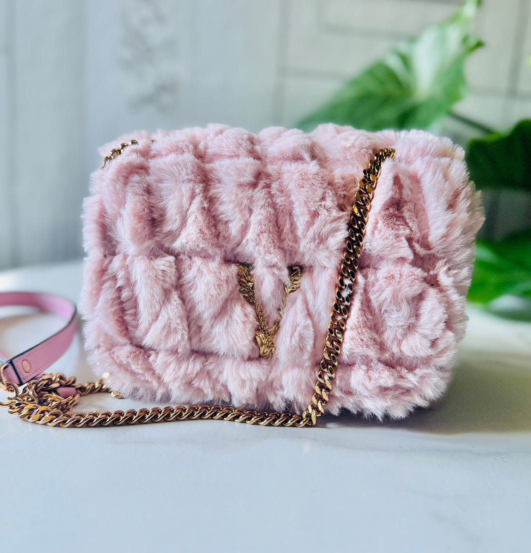 BRAND NEW VERSACE Virtus Faux Fur Bag