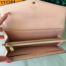 Load image into Gallery viewer, Louis Vuitton Damier Ebene / Rose Ballerine Sarah Wallet NM
