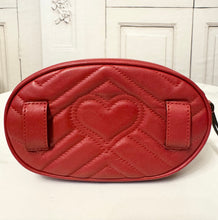 Load image into Gallery viewer, PRELOVED GUCCI Calfskin Matelasse GG Marmont Belt Bag 95/38 Hibiscus Red
