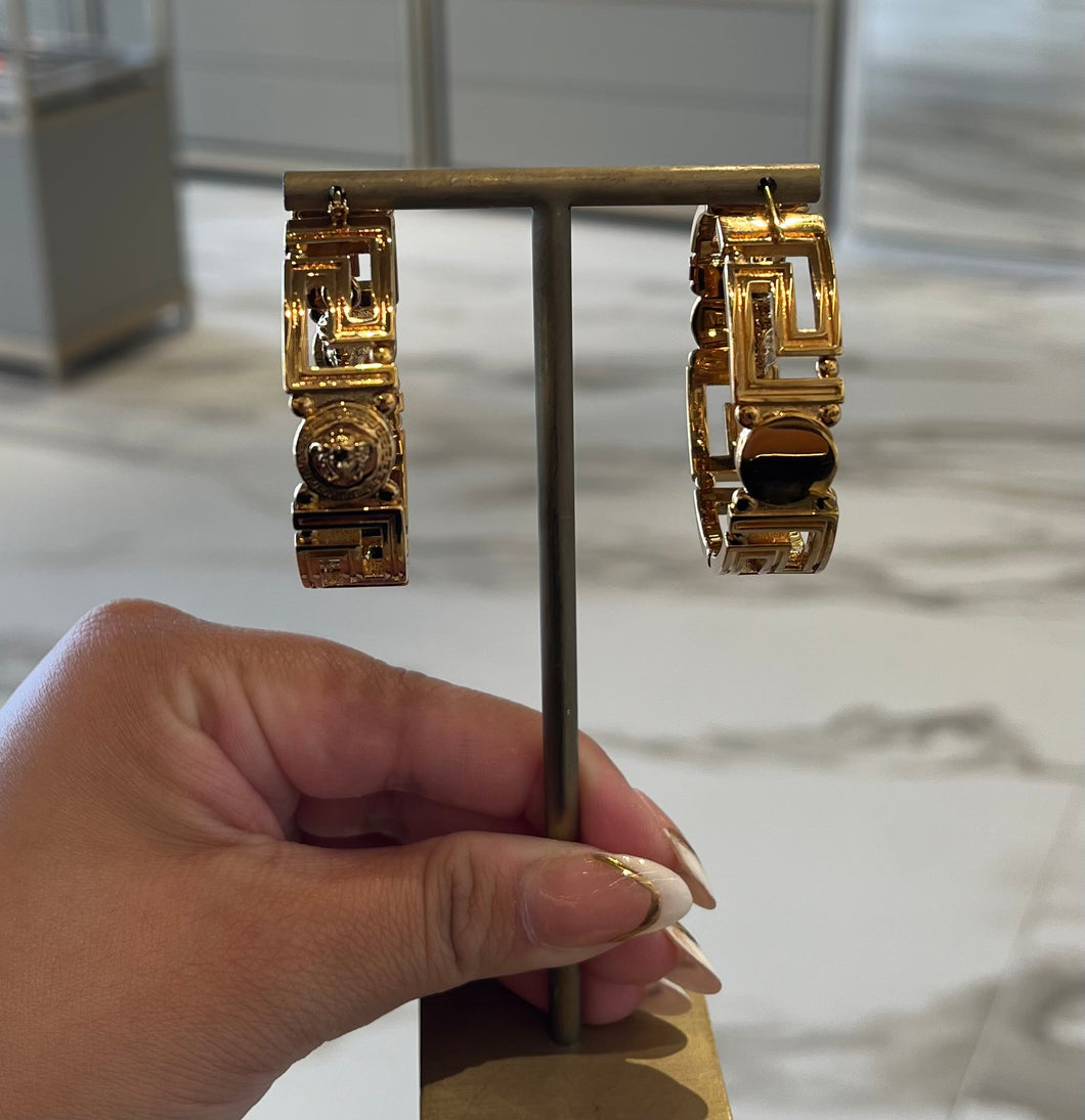 BRAND NEW VERSACE Medusa Greca Hoop Earrings