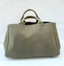 Load image into Gallery viewer, PRELOVED Prada Canvas Studded Crystal Large Canapa Tote Militare
