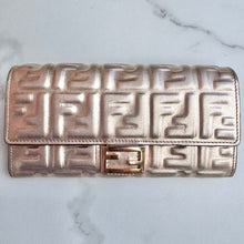 Load image into Gallery viewer, Fendi Metallic Rose Gold FF Embossed Calfskin Wallet
