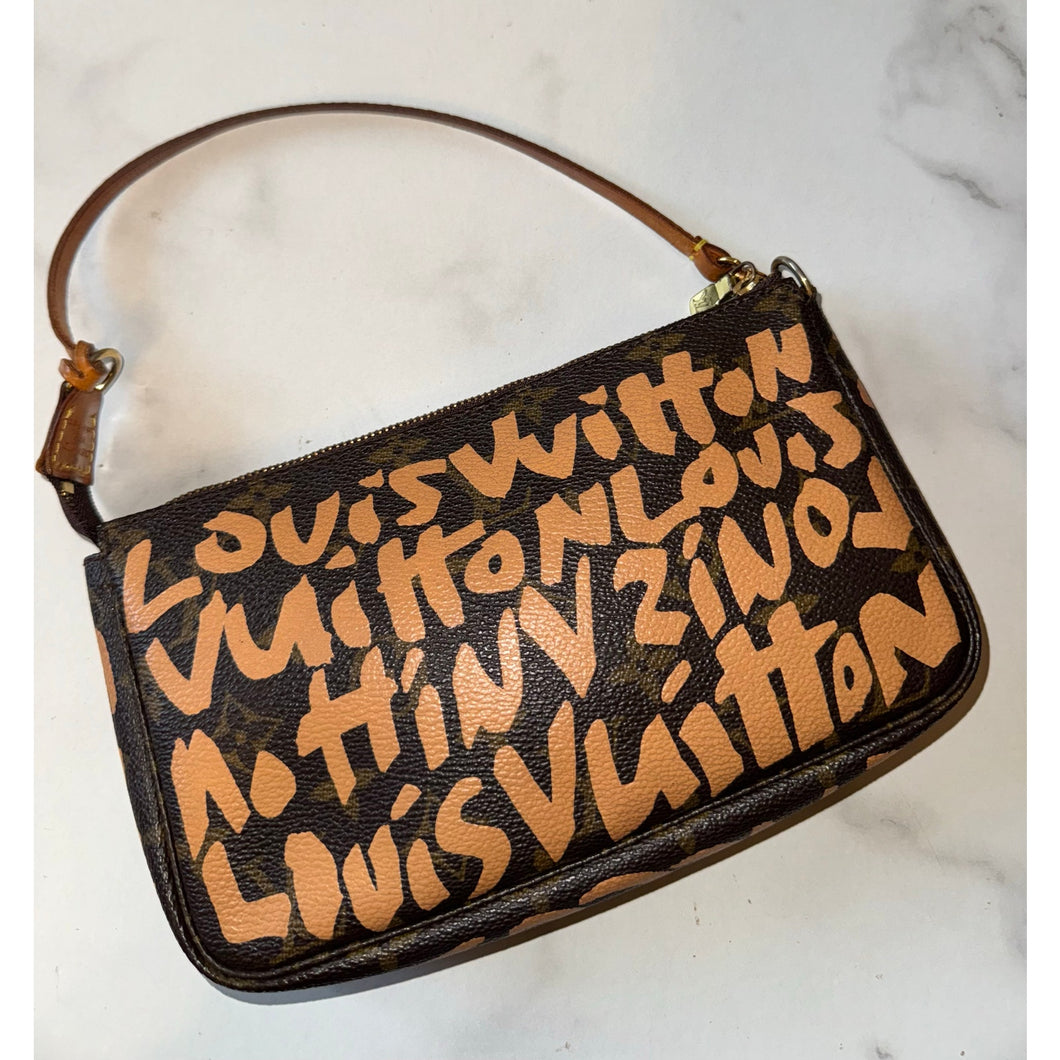 Louis Vuitton X Stephen Sprouse Monogram Graffiti Pochette Accessories Peach