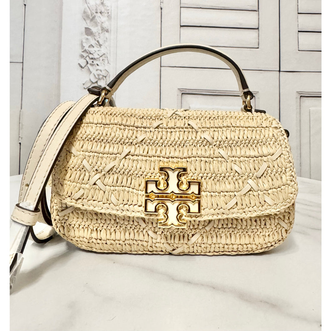 BRAND NEW Tory Burch Britten Raffia Crochet Mini Top Handle