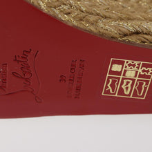 Load image into Gallery viewer, Christian Louboutin Gold Ribbon Espadrille Wedge Sandals Size 39 (Fit Like US 8)
