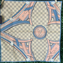 Load image into Gallery viewer, Louis Vuitton Damier Azur Cotton Square Bandana Scarf
