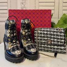 Load image into Gallery viewer, Tweed Bundle:  Tory Burch Miller Lug Sole Boots Size 7 and Kate Spade Tweed Bag
