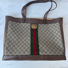 Load image into Gallery viewer, GUCCI GG Supreme Monogram Web Ophidia Tote Brown
