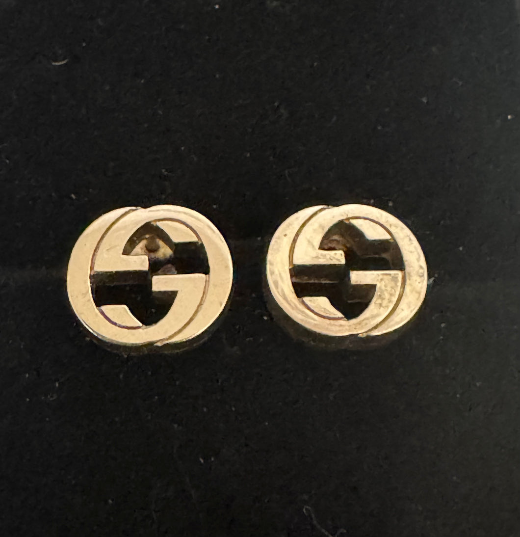 PRELOVED GUCCI Sterling Silver Interlocking Stud Earrings