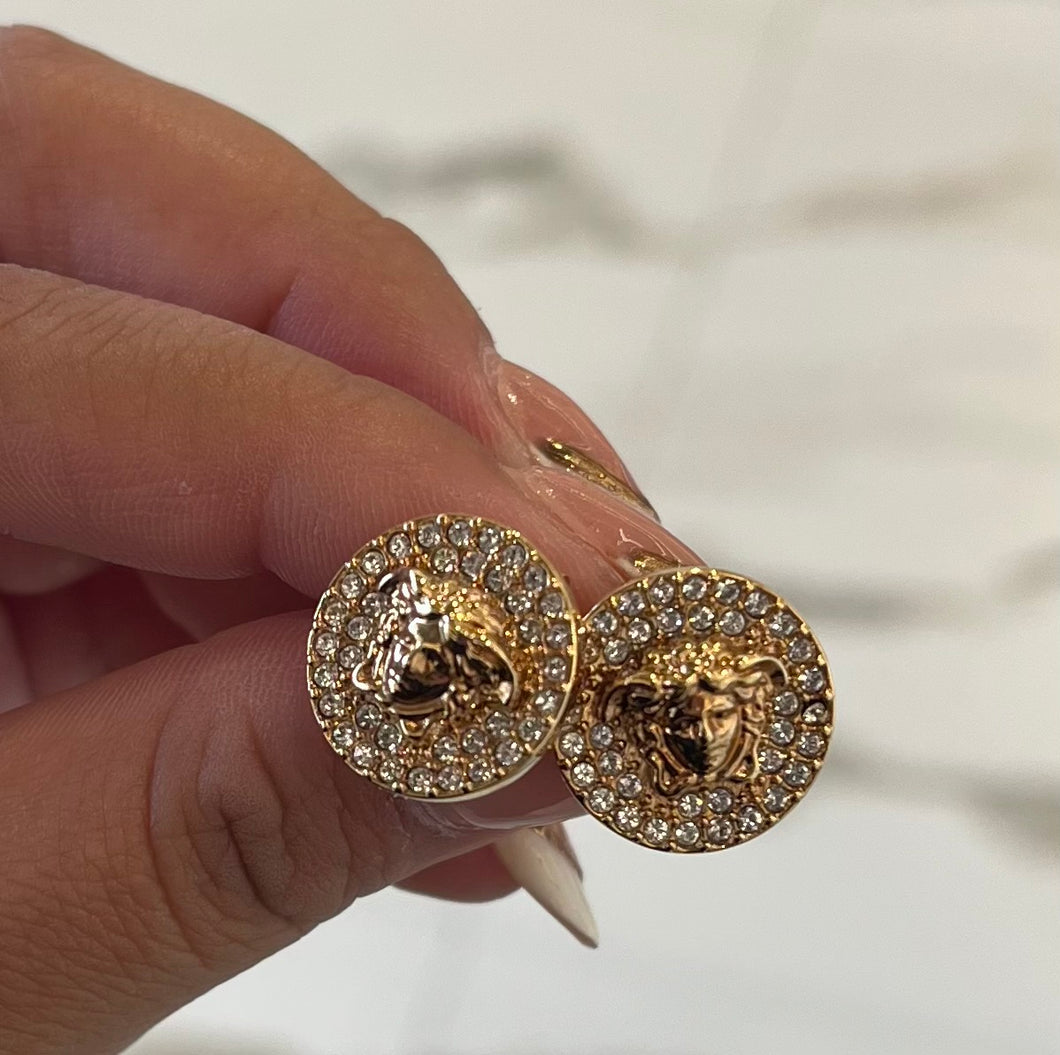 BRAND NEW VERSACE Medusa Stud Earrings with Crystals