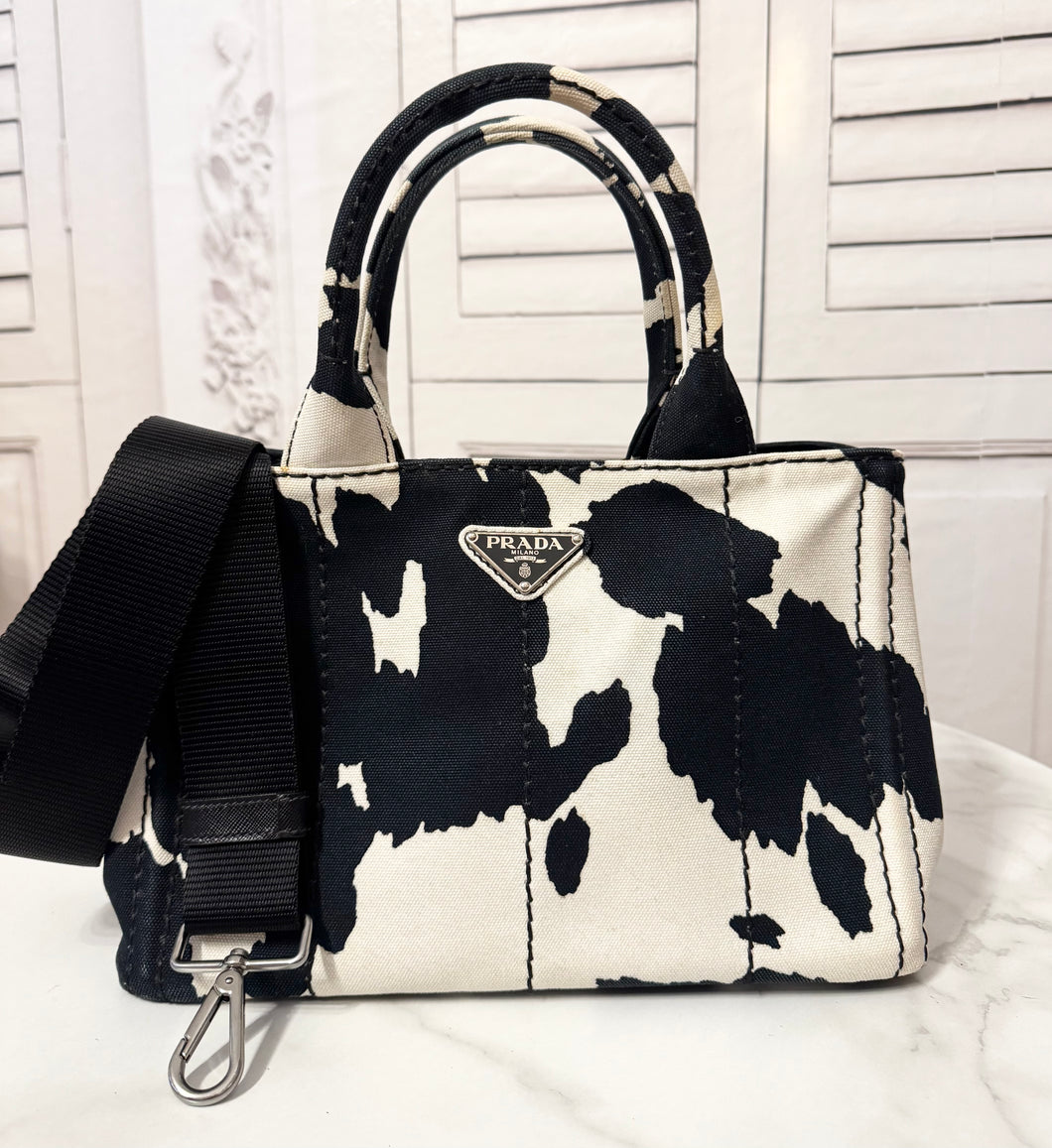 PRELOVED Prada Cow Print Canapa Tote