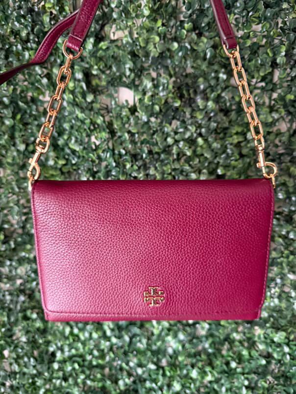 Tory Burch Carter Chain Wallet Crossbody Garnet