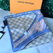 Load image into Gallery viewer, Louis Vuitton Damier Azur Cotton Square Bandana Scarf
