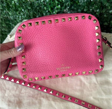 Load image into Gallery viewer, Valentino Calfskin Rockstud Camera Crossbody Bag Pink
