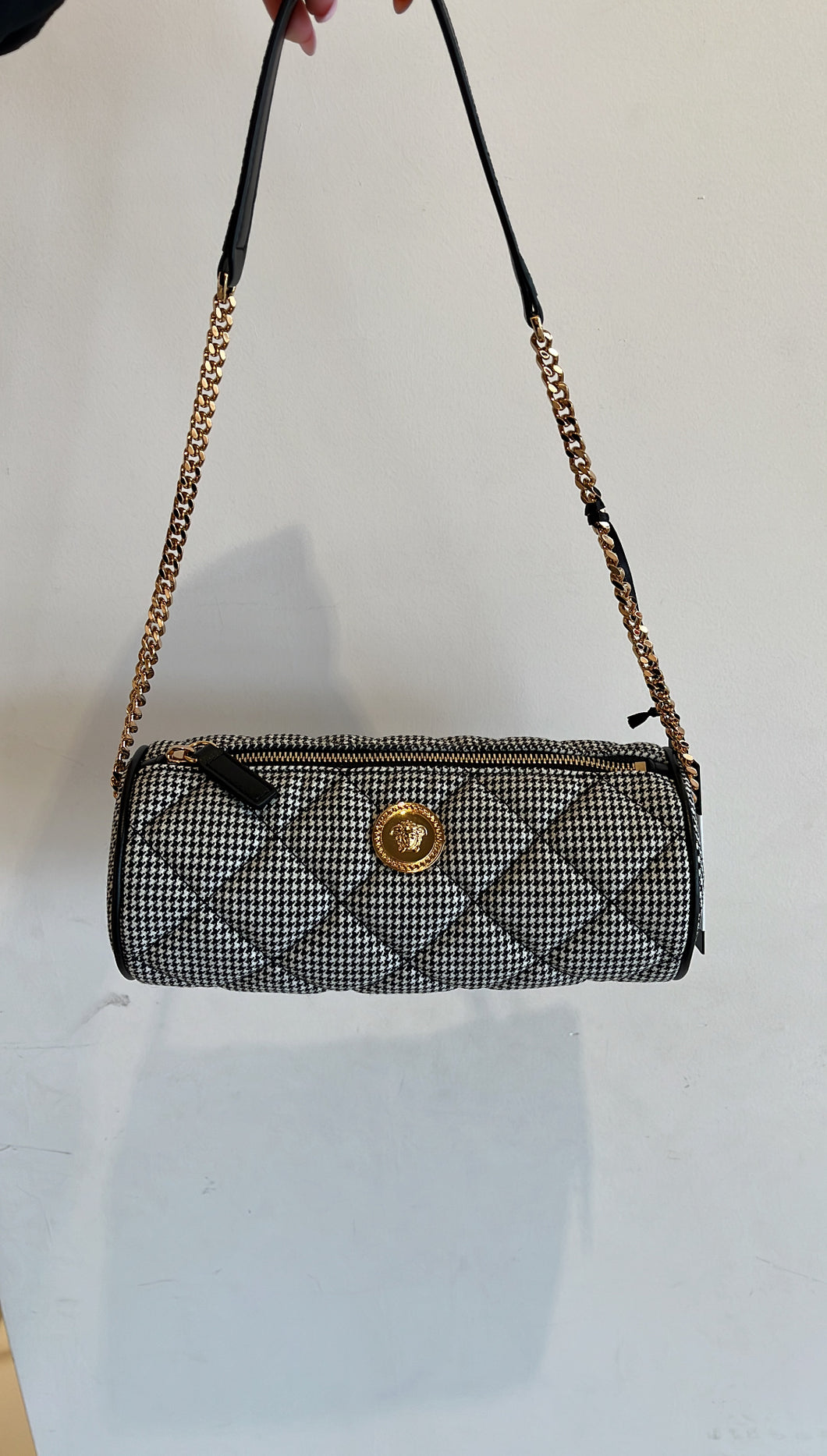 BRAND NEW VERSACE Tweed Barrel Bag