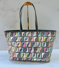 Load image into Gallery viewer, PRELOVED FENDI Zucca Spalmati Roll Tote Black Multicolor
